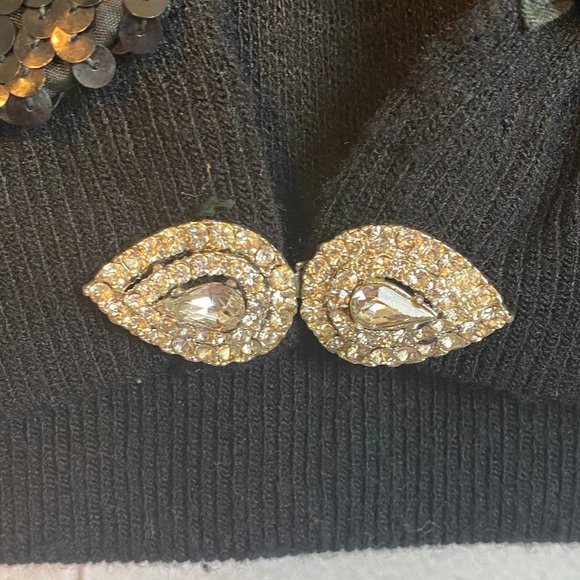 VINTAGE EMBELLISHED BLACK CARDIGAN (SZ 2-4) (VGUC) - Picture 2 of 12